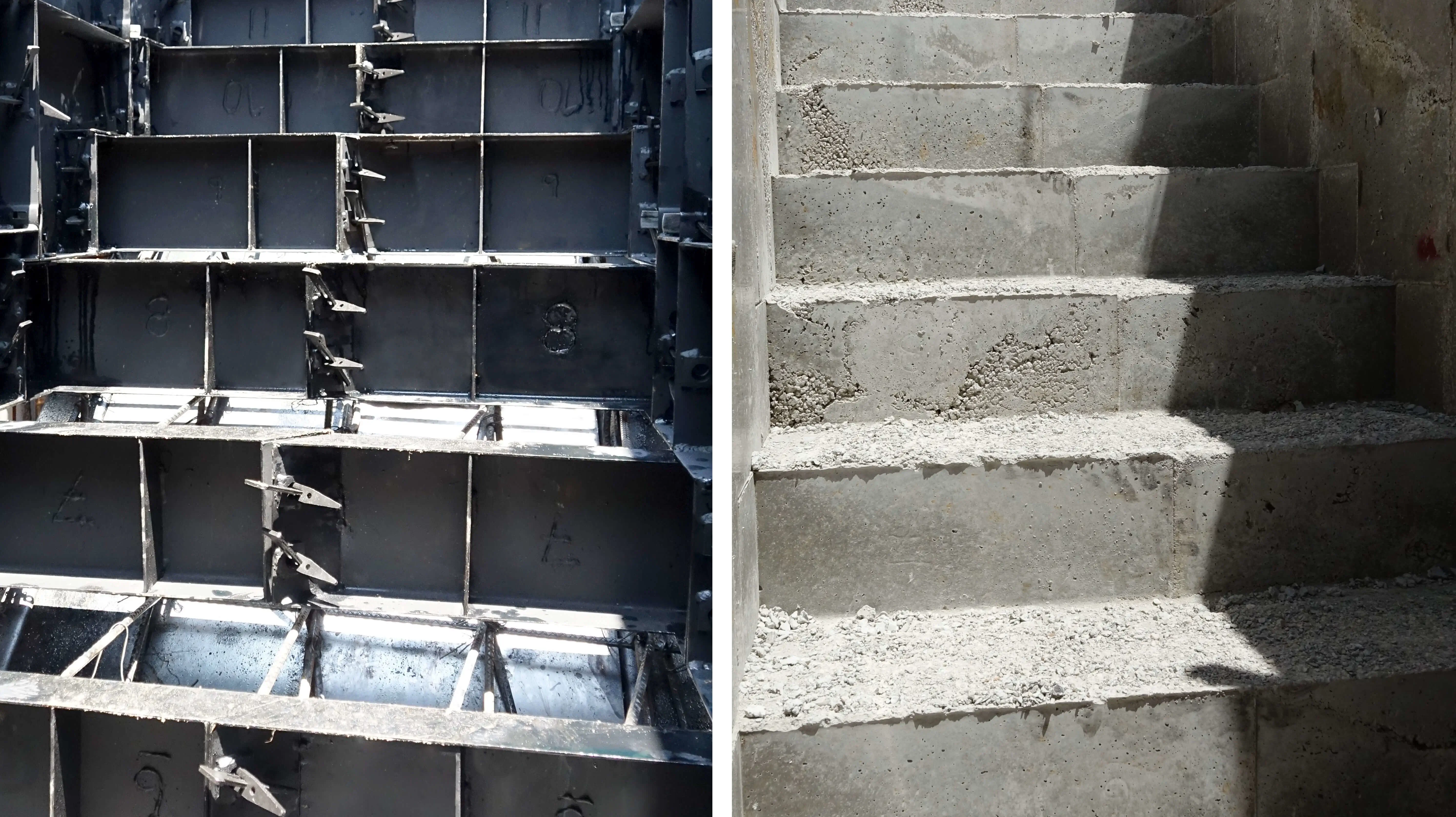 Escalera de concreto con molde metálico - Sistema Construidea